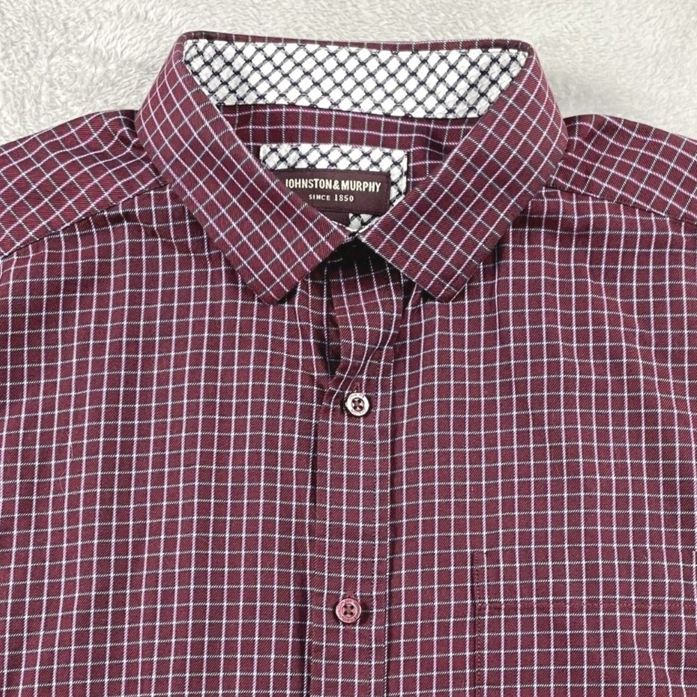 Johnston & Murphy Button Down Shirt Mens Large Maroon‎ 100% Cotton
